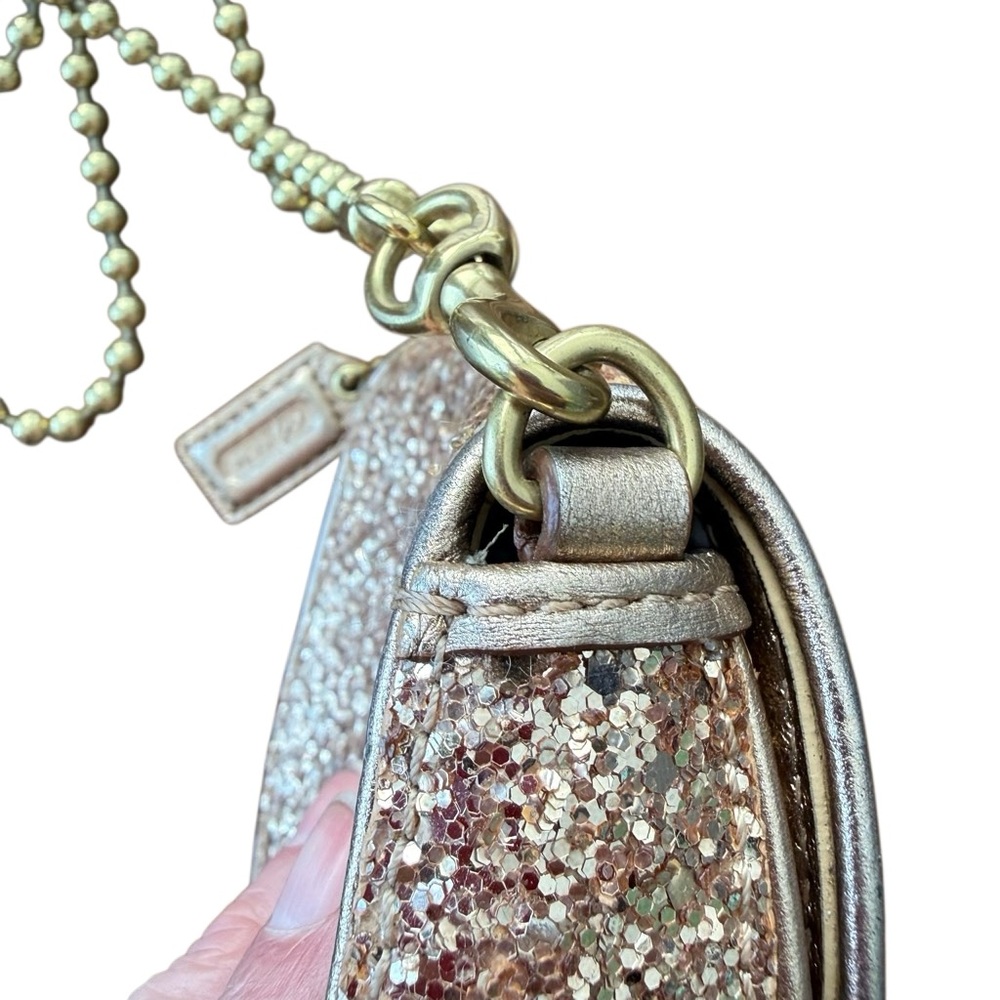 COACH POPPY Limited Edition Gold Mini Sparkling Saddle Crossbody - Picture 3 of 14